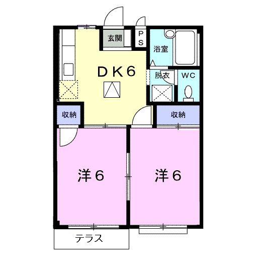 ライフイン(2DK/1階)の間取り写真