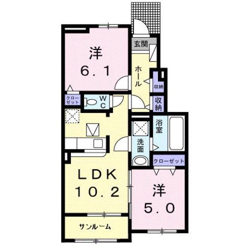 さつまI(2LDK/1階)の間取り写真