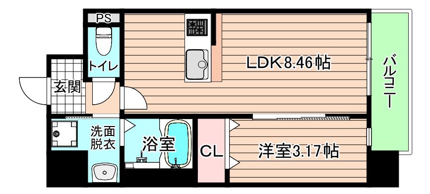 GRAN PASEO都島(1LDK/9階)の間取り写真