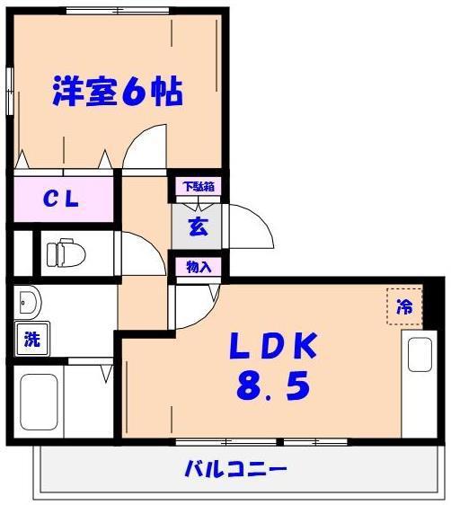 エスポワールII(1LDK/2階)の間取り写真