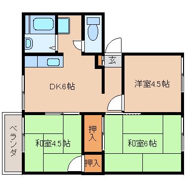 タウニィ1(3DK/2階)の間取り写真