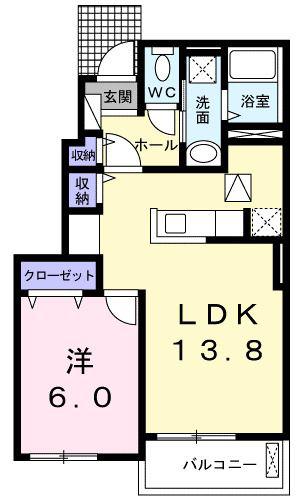 セブンフォレスト(1LDK/1階)の間取り写真