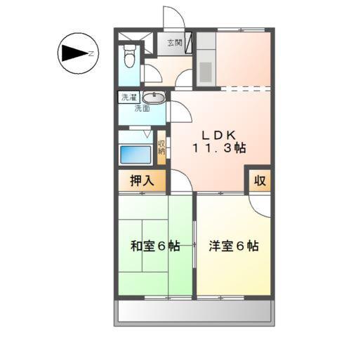 ロワールKENT(2LDK/2階)の間取り写真