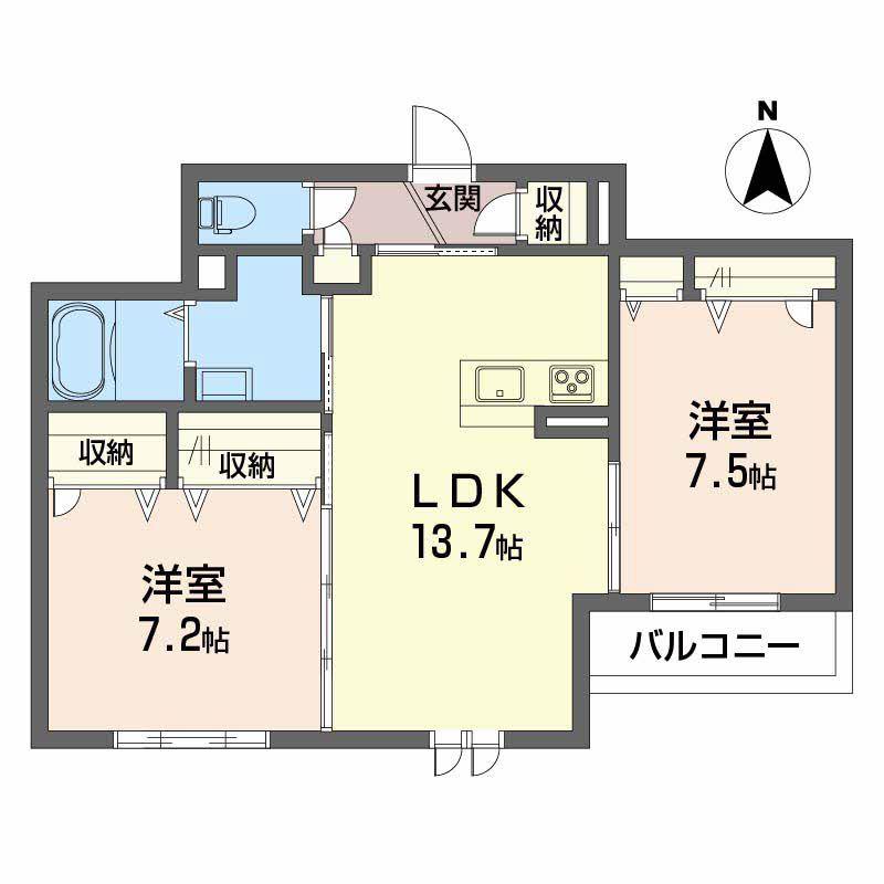 セントリビエ(2LDK/2階)の間取り写真
