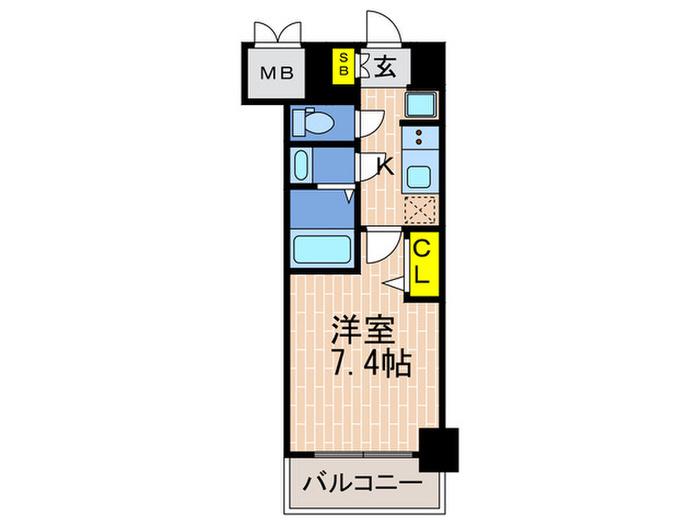 エスライズ神戸三宮山手通2番館(1K/15階)の間取り写真