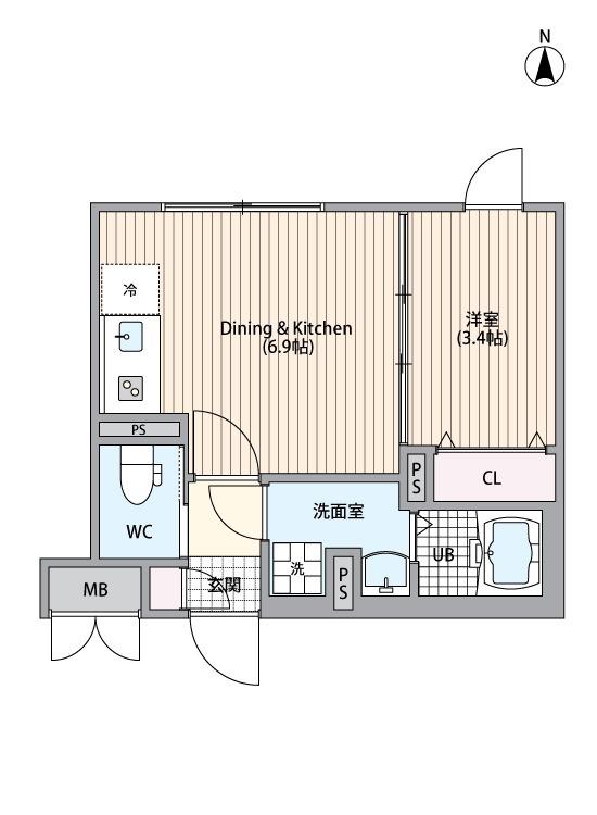 SUNFLOWER GARDEN(1DK/1階)の間取り写真