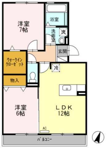 プロシードS(2LDK/1階)の間取り写真