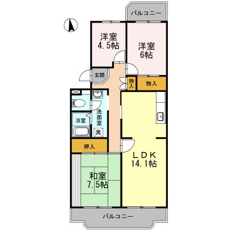 ソシアおおはし(3LDK/2階)の間取り写真