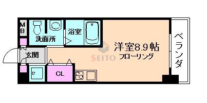 グレンパーク江坂II(ワンルーム/3階)の間取り写真