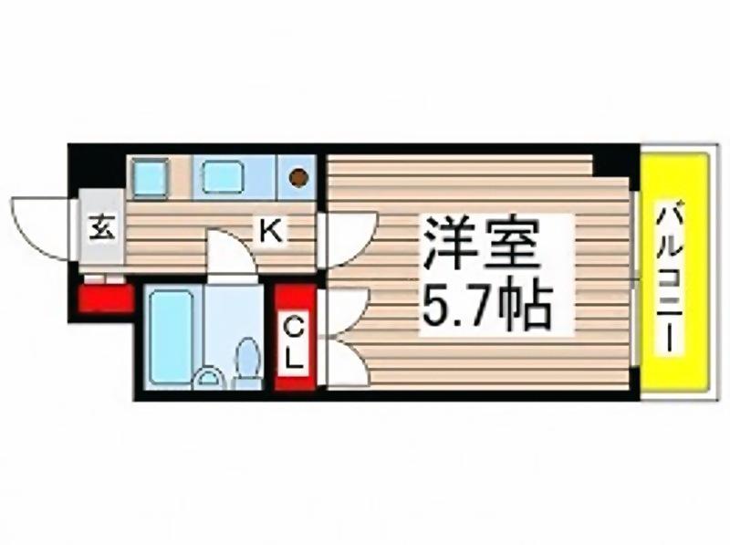 CITY COSMO KEMIGAWA(1K/4階)の間取り写真