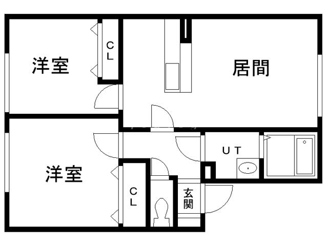 グランモア桂木(2LDK/2階)の間取り写真