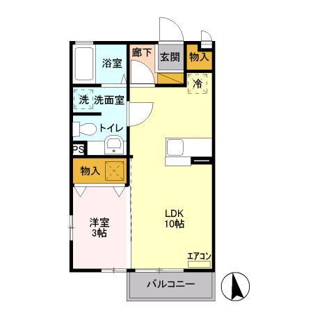 ホワイトミーティアAB(1LDK/1階)の間取り写真
