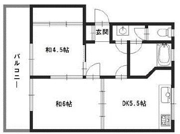 北山マンション(2DK/2階)の間取り写真