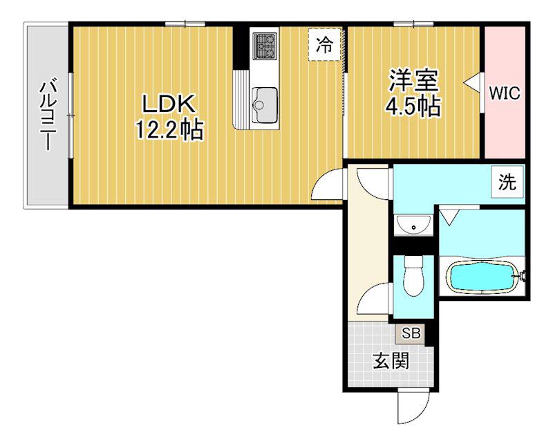 栗東市綣9丁目共同(1LDK/2階)の間取り写真