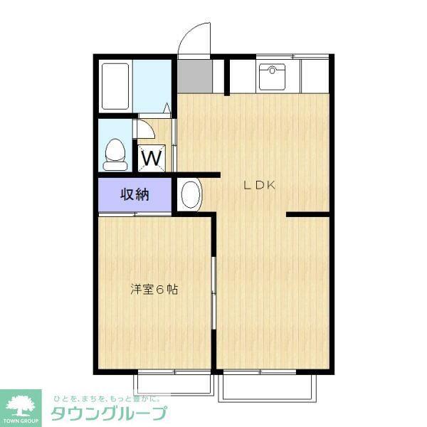 リラハイツB棟(1LDK/2階)の間取り写真