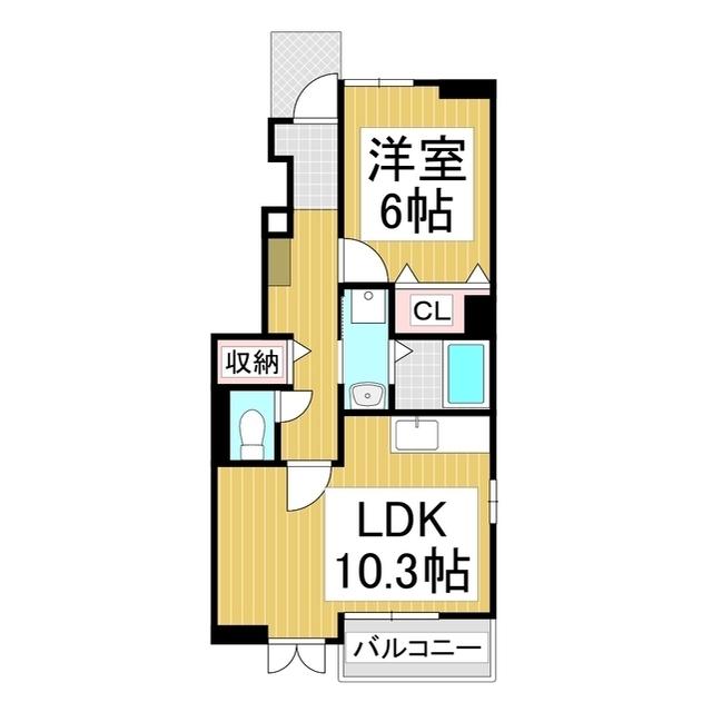 リリーハイツ富竹B(1LDK/1階)の間取り写真