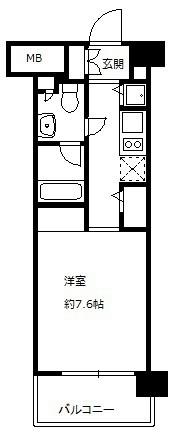 ニューシティアパートメンツ亀戸(1K/6階)の間取り写真