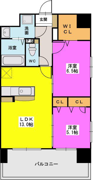 MM-6(2LDK/7階)の間取り写真