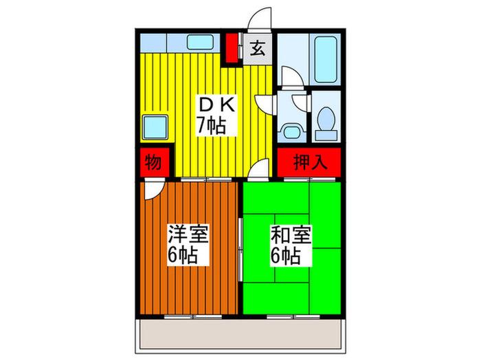 飯原コーポ(2DK/2階)の間取り写真