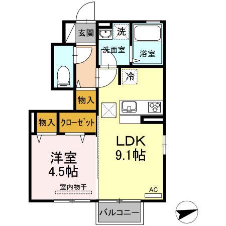 ベルコモンズNODAII(1LDK/1階)の間取り写真