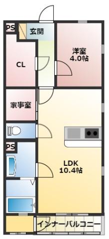 FIGARO(1LDK/2階)の間取り写真