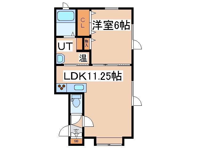 豊川ビレッジ(1LDK/1階)の間取り写真