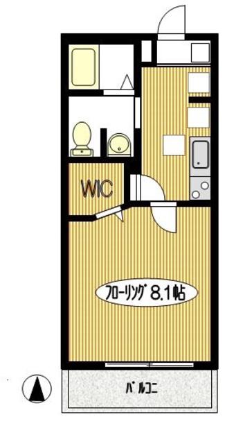 サザンクロス(1K/2階)の間取り写真