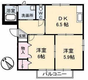 ハイツミク(2DK/2階)の間取り写真