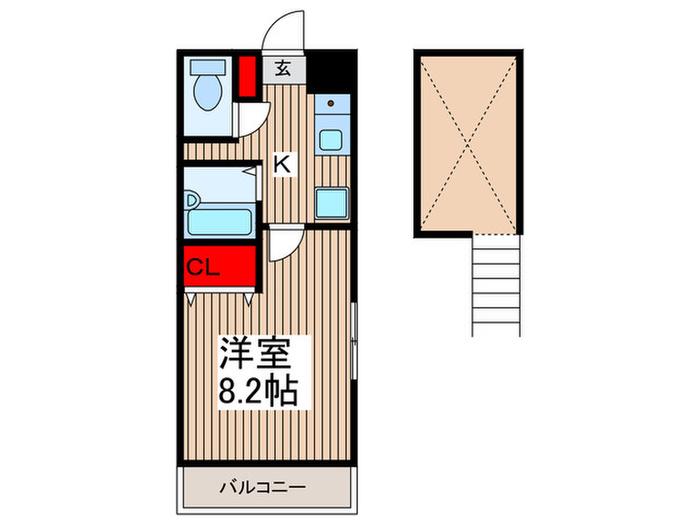 SKコートIV(1K/2階)の間取り写真