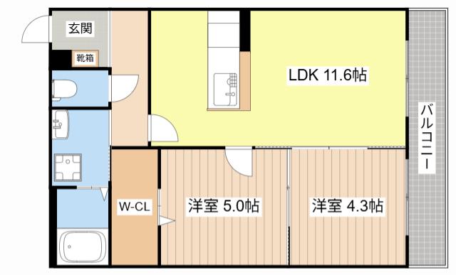 グラン ディアス(2LDK/3階)の間取り写真