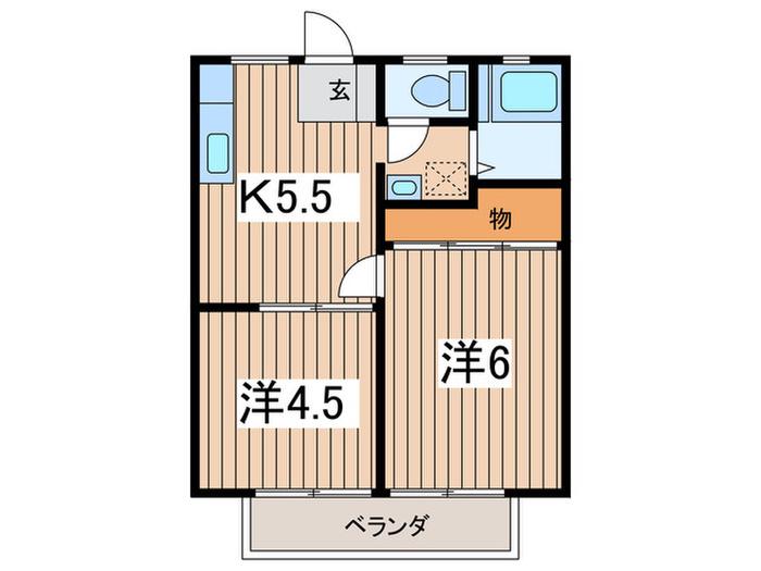 サンハイツ(2K/1階)の間取り写真
