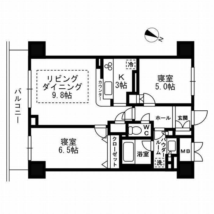 パークフラッツ学芸大学(2LDK/7階)の間取り写真
