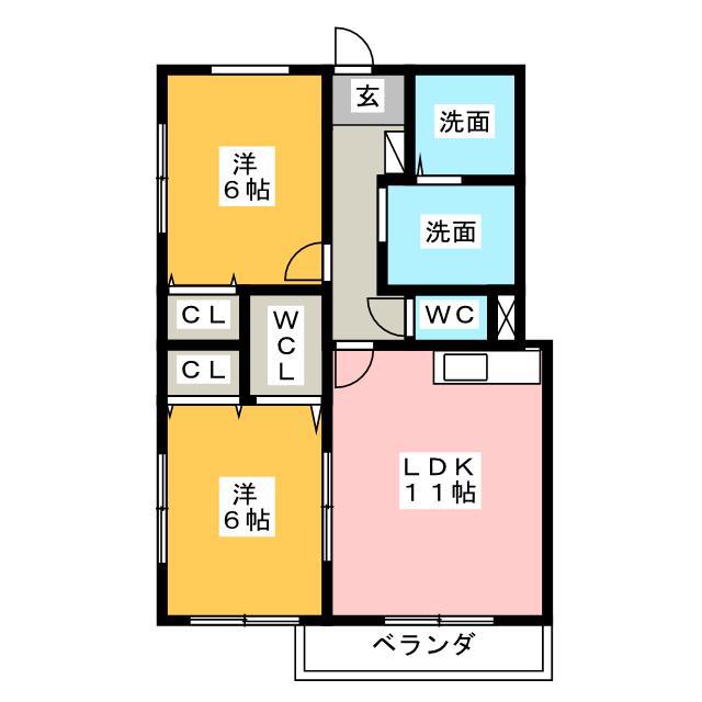 グラシアフィス霞ケ浦2番館(2LDK/2階)の間取り写真