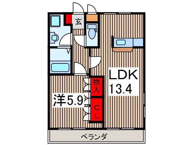 グランディール(1LDK/2階)の間取り写真