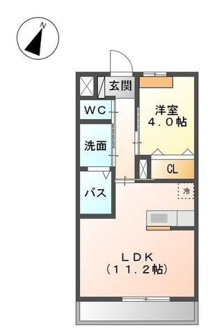 エスポワール クレール(1LDK/2階)の間取り写真