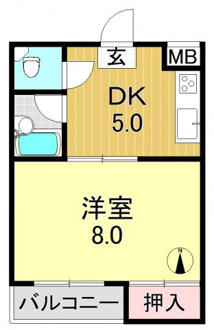 サン&ピース(1DK/3階)の間取り写真