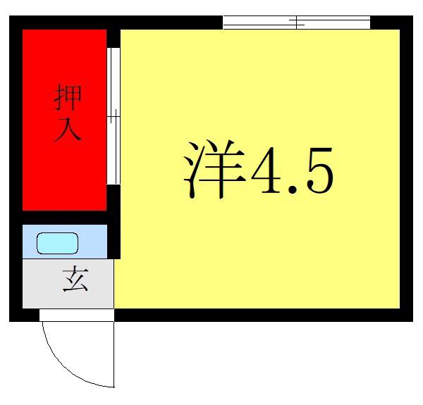 楢原荘(ワンルーム/2階)の間取り写真