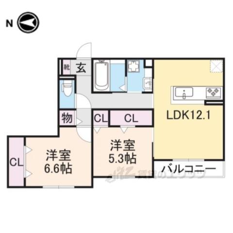 CASA SEON(2LDK/3階)の間取り写真
