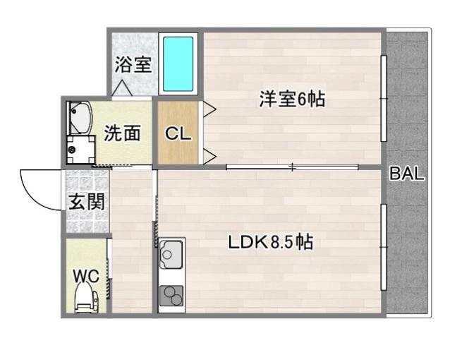 ヴィーブル中野(1LDK/6階)の間取り写真