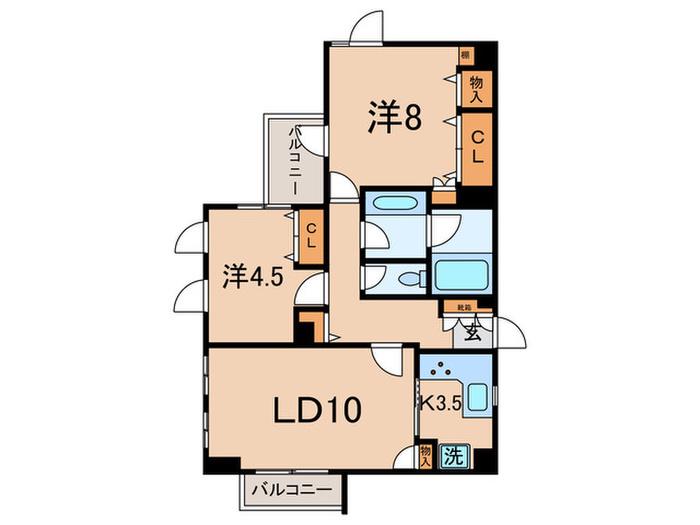 コルザ奥沢 Ⅱ(2LDK/4階)の間取り写真