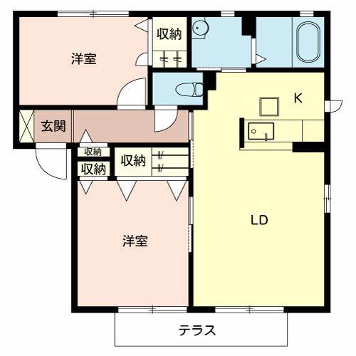 カーサミーアA棟(2LDK/1階)の間取り写真