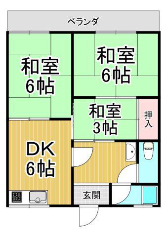 宝塚コーポ(3DK/1階)の間取り写真