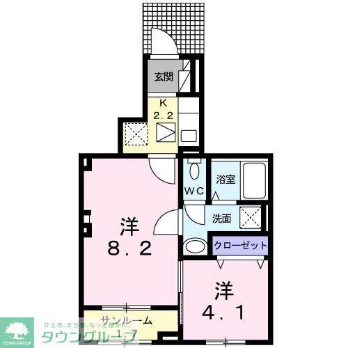 クラール 島野 A(2K/1階)の間取り写真