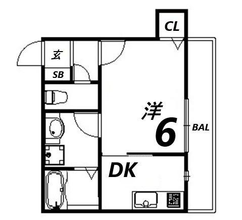 エターナルシー鈴蘭台II(1DK/1階)の間取り写真