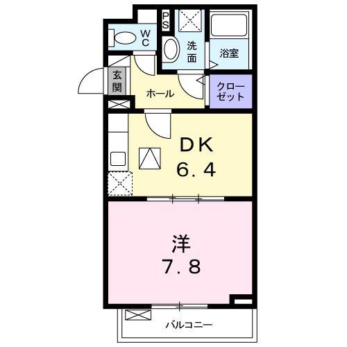 フローレンス松戸(1DK/1階)の間取り写真