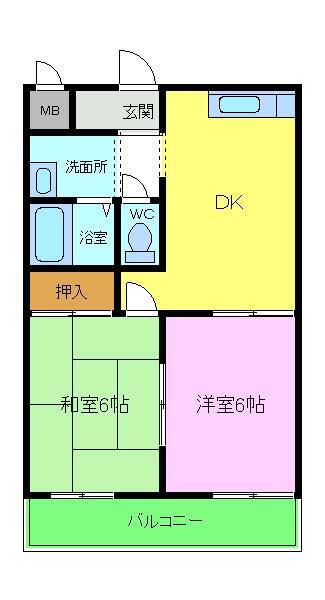 増田ハイム(2DK/3階)の間取り写真