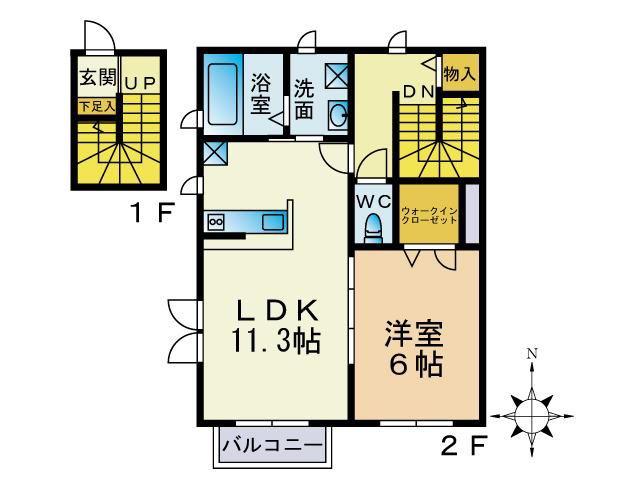 シャルマン(1LDK/2階)の間取り写真