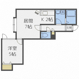 プルメリア真駒内(1LDK/2階)の間取り写真