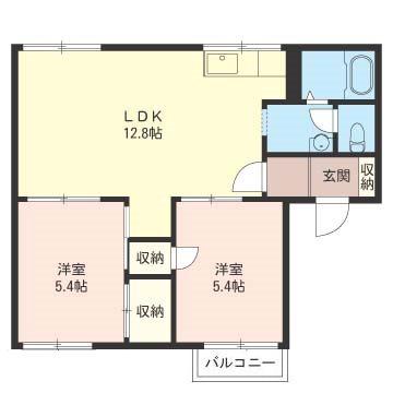 清水ハイムB(2LDK/2階)の間取り写真