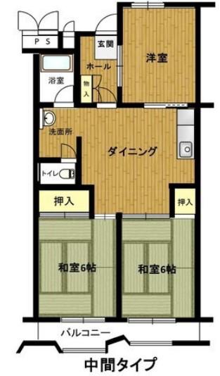 播磨城の宮1号棟(3DK/4階)の間取り写真